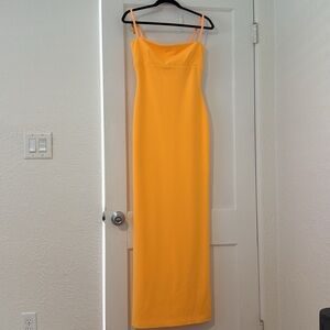 Solace London Riley Maxi Gown In Neon Orange